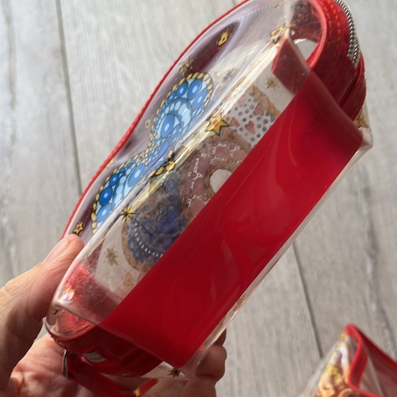 Brighton clear vintage tote combo bag red clear gold comes with makeup bag - Picture 11 of 13